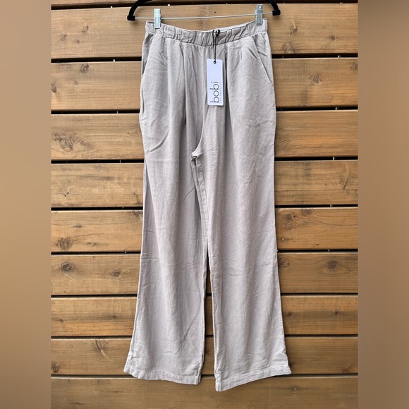 NWT Bobi Los Angeles REVOLVE pull on wide leg pants, lead/gray, size Small - Picture 1 of 16